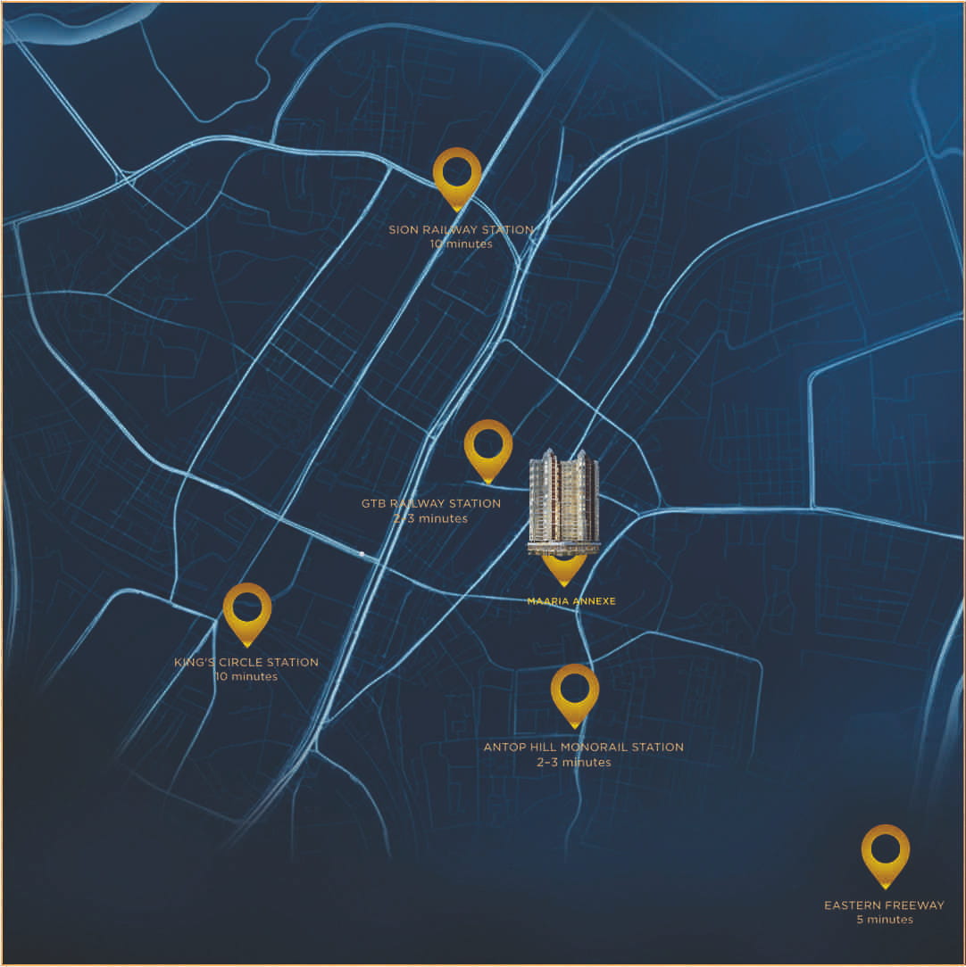 Map showing Maaria Annexe connectivity in Antop Hill, Mumbai
